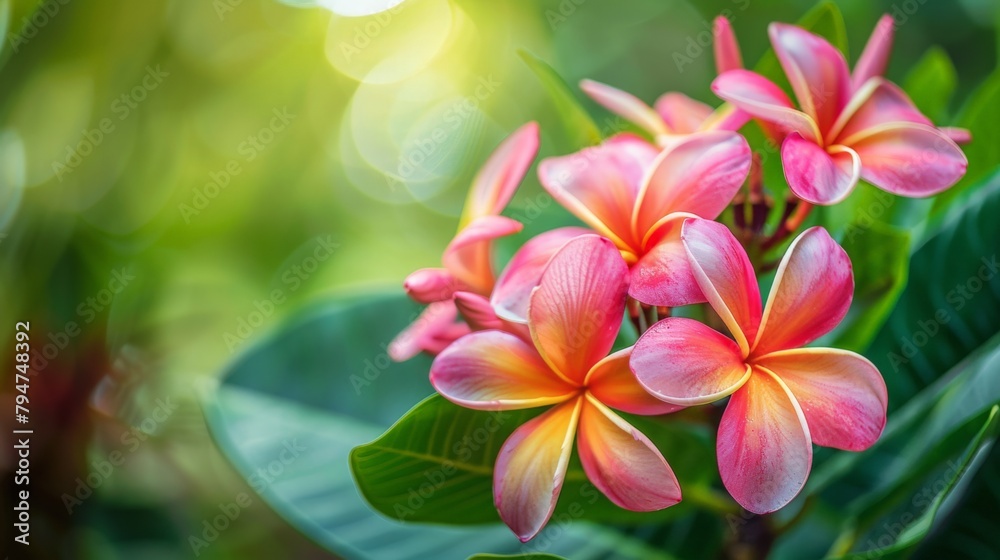 Pink flowers bloom on tree