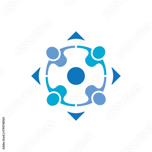 An abstract logo of a target mark with abstract people as the part of the logo for community social related purposes 

