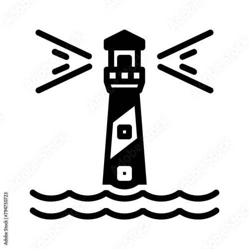 Vector solid black icon for Lighthouse