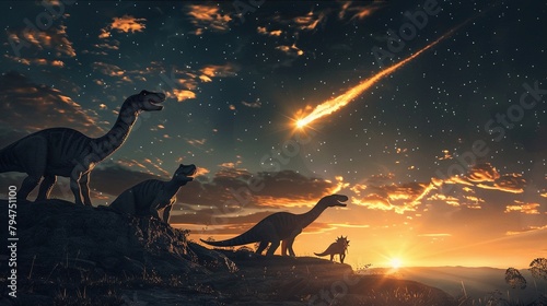 a herd of dinosaurs saw an asteroid fall, the asteroid that caused the extinction of the dinosaurs