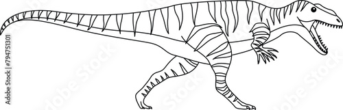 Giganotosaurus dinosaur isolated on white background coloring page.