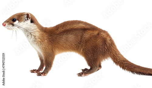  Weasel standing, side view full body on a white background