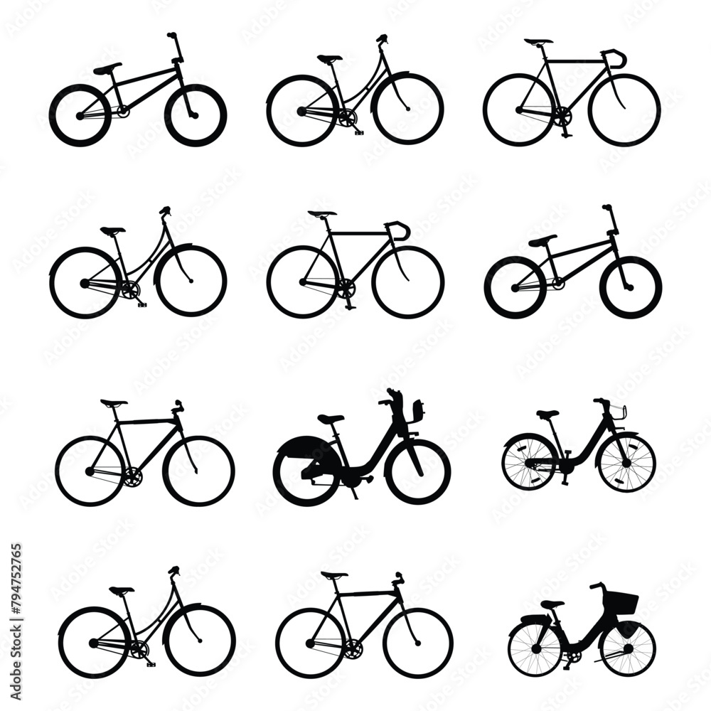 bicycle silhouette design set bicycle silhouette design set