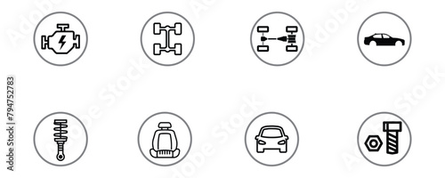car searching problem icon. Cars service and repair parts icons universal set for web and mobile on colored background