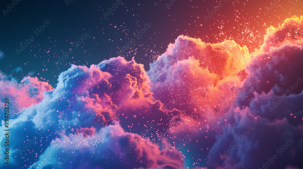 Data concept amongst the clouds and light colourful background