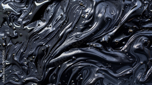A background texture of oil black swirling thick sticky material photo
