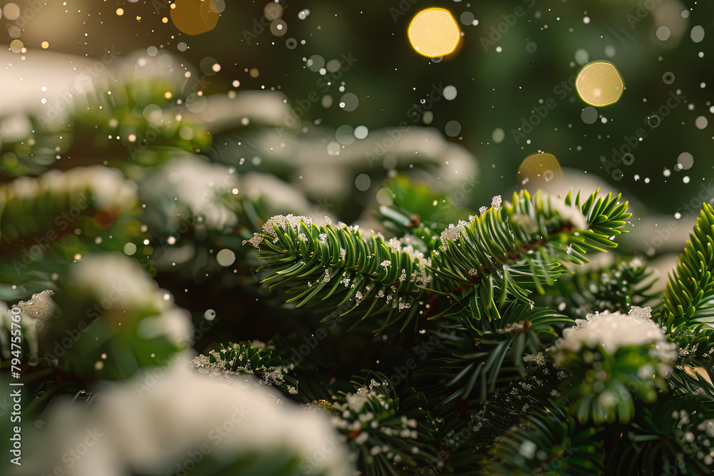 Christmas scene featuring a cluster of evergreen trees