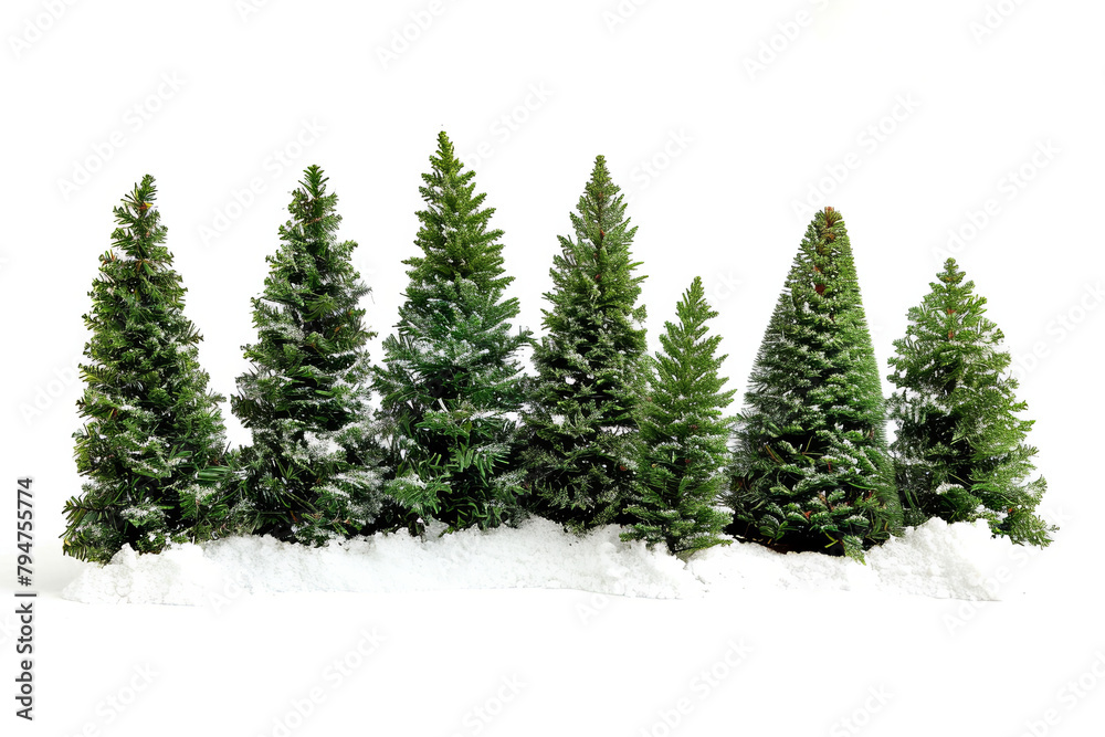 Christmas scene featuring a cluster of evergreen trees