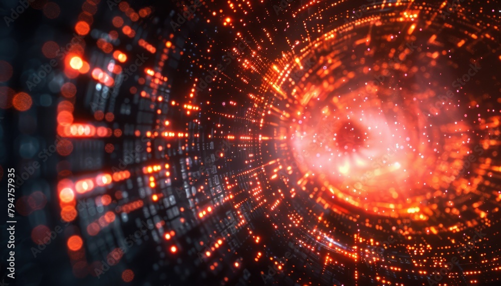 Obraz premium A glowing red spiral with a black background by AI generated image
