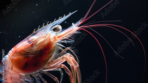 Captivating Closeup of a Vibrant Shrimp's Intricate Underwater Anatomy