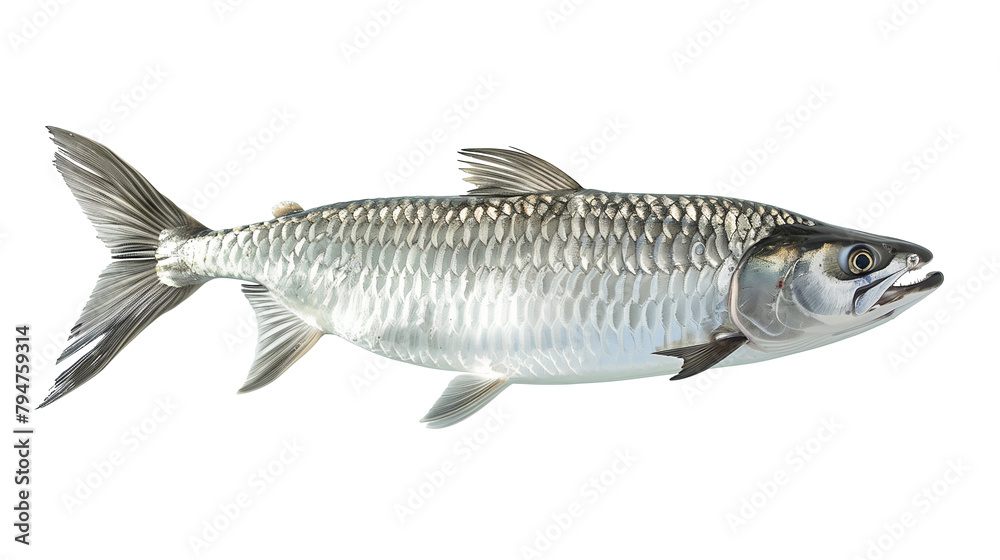 Tarpon pacific ocean fish isolated on a white background, aquatic animal