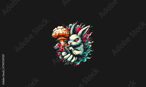 rabbit angry with smoke vector illustration design