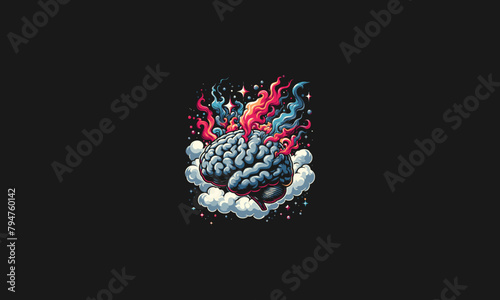 brain on smoke full color vector artwork design