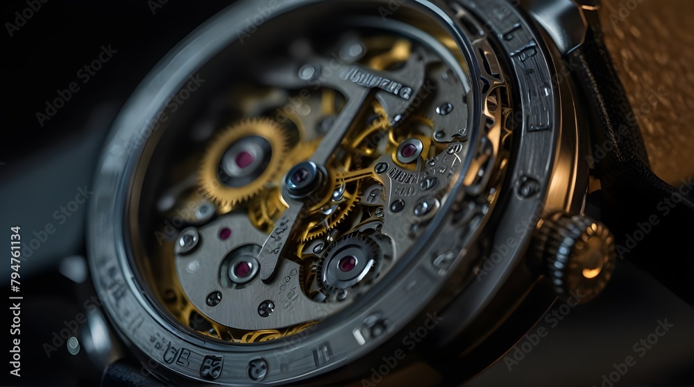 Showing interior of the watch, Gear mechanism of watch.generative.ai