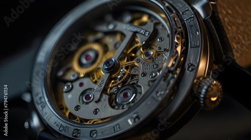 Showing interior of the watch, Gear mechanism of watch.generative.ai
