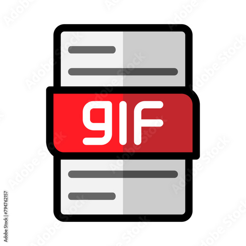 Gif file type flat icons. document files format graphic design outline icon