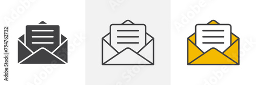 Modern Mail Communication Set with Open Envelope Icons