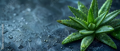 Closeup of aloe vera leaves with gel extracted displayed next to plant. Concept Closeup Photography, Aloe Vera Leaves, Gel Extraction, Plant Display, Nature Aesthetics