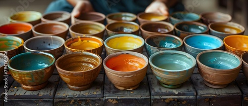 Artisans in Sukhothai create natureinspired pottery using colors from the environment. Concept Artisans, Sukhothai, pottery, nature-inspired, colors, environment