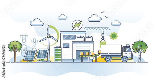 Sustainable supply chain with nature friendly distribution outline concept, transparent background.