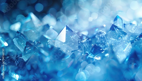 A blue crystal formation with many small pieces by AI generated image photo