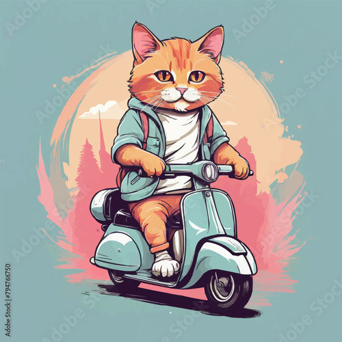 artwork for t shirt graphic cat riding a scooter
