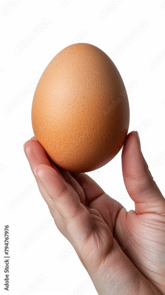 close-up hand fingers holding raw egg isolated on white background close-up hand fingers holding raw egg isolated on white background