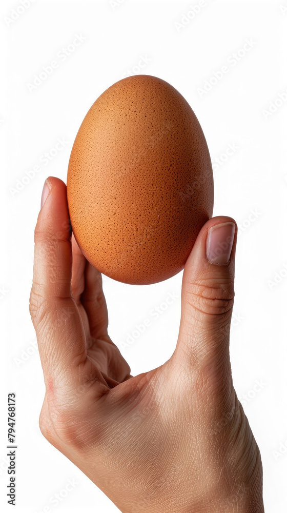 close-up hand fingers holding raw egg isolated on white background close-up hand fingers holding raw egg isolated on white background