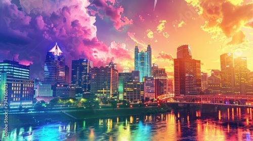 A panoramic view of a colorful cityscape, representing the diversity and strength of the autoimmune and autoinflammatory arthritis community. photo