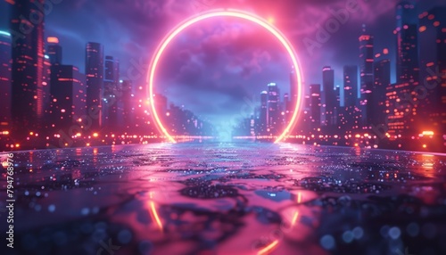 A colorful  glowing circle with a black center by AI generated image