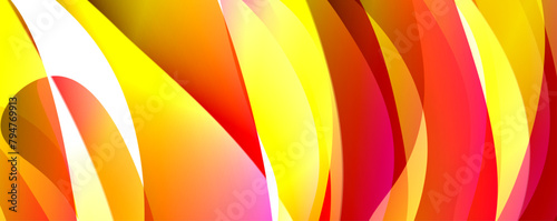 Vibrant hues of yellow, red, and orange create a colorful background with waves resembling petals. This artful pattern combines tints and shades to evoke the beauty of a terrestrial plant