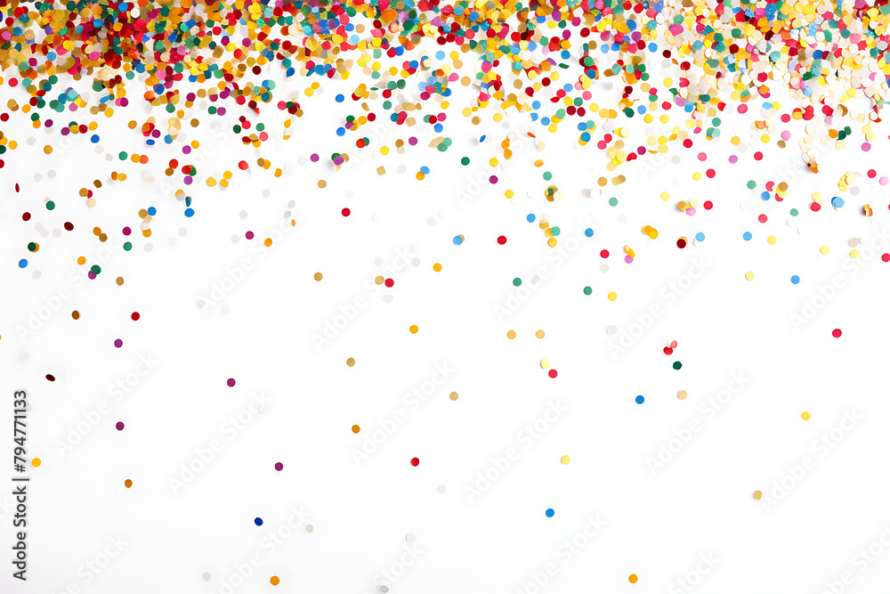 Festive confetti explosion on a white background, perfect for celebrations and special occasions. Generative AI