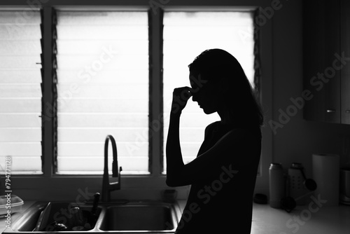 woman at home feeling sad tired stressed and worried suffering depression mental health problems © kieferpix