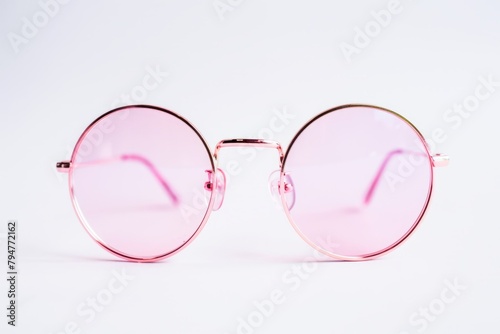 Elegant Round Rose Gold Glasses on a Soft Pink Background