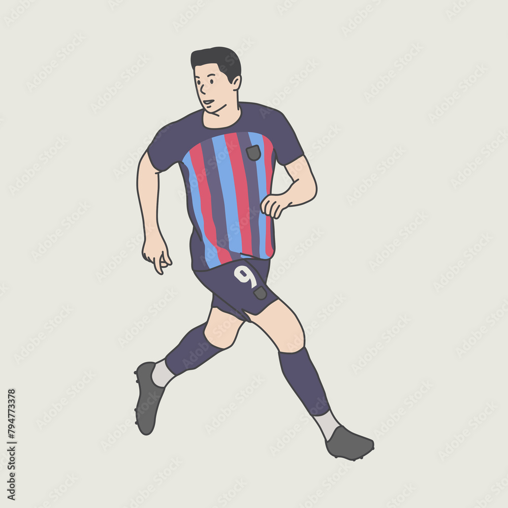 character illustration. soccer player running after the ball. soccer player character design character illustration. soccer player running after the ball. soccer player character design