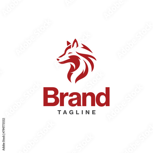 Wolf Head Minimal Logo design template