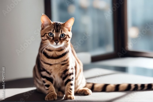 'bengal furniture eyes pussy cute cat living modern playing apartment kitten animal beautiful pet felino domestic playful fur young white house play isolated mammal purebred funny adorable striped' photo