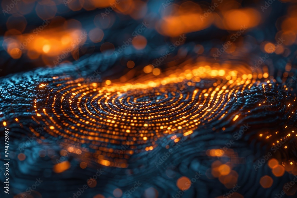 A close-up of a fingerprint transformed into digital pathways, symbolizing biometric security measures A close-up of a fingerprint transformed into digital pathways, symbolizing biometric security measures
