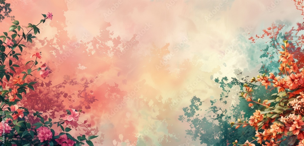 custom made wallpaper toronto digitalAbstract background, Scenic watercolor background, floral composition