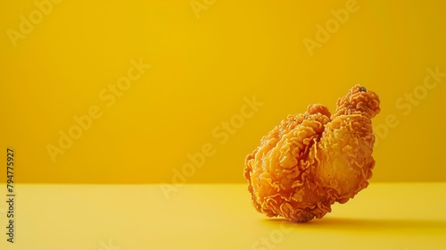 Tempting image of Southern comfort food, featuring crispy, golden fried chicken, seasoned perfectly, on a minimalist isolated background