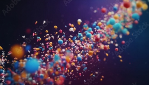 'glowing fly sparkles multicolored slowly light blue dark float air liquid effects confetti particles Beautiful background. cloud bokeh particle abstract many-coloured glistering sparkle backgrou'