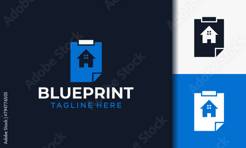 Blueprints and Plans logo design vector illustration