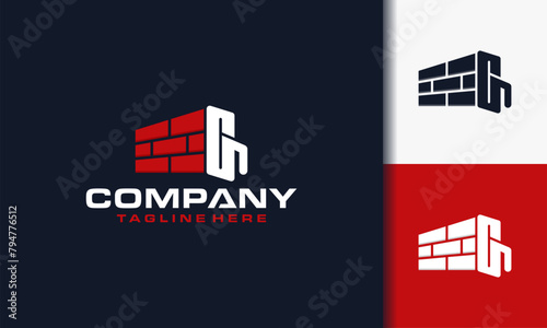 Bricks and Masonry with trowel logo, Modern home plastering logo design vector. Exterior and interior house work logo with plastering trowel and wall house design vector