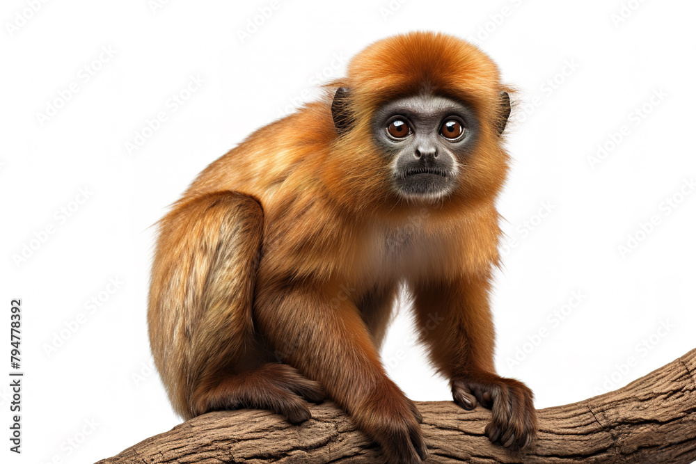 Madidi titi monkey on a white background. Wildlife Animals. Illustration, Generative AI. Madidi titi monkey on a white background. Wildlife Animals. Illustration, Generative AI.