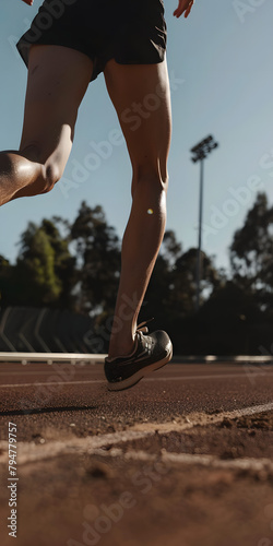 Corredor na pista de atletismo photo