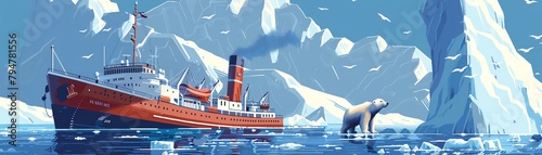 A pixelated Arctic expedition with icebreakers, polar bears, and scientific research