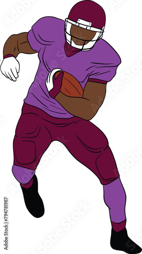 vector american player usa footballer rugby sport football touchdown helmet ball quarterback silhouette league college illustration