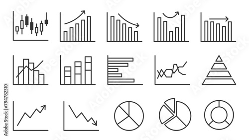 様々なグラフのベクターアイコンセットVector icon set of various graphs