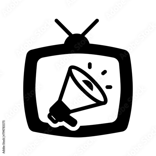 Vector solid black icon for Infomercial