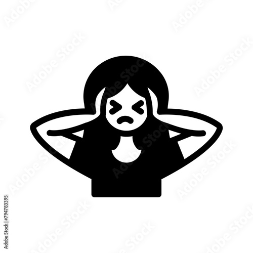 Vector solid black icon for Psychological stress